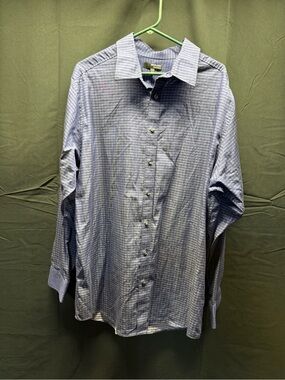 EUC Murano Blue Micro-Check Dress Shirt Sz 2xt (1aj)